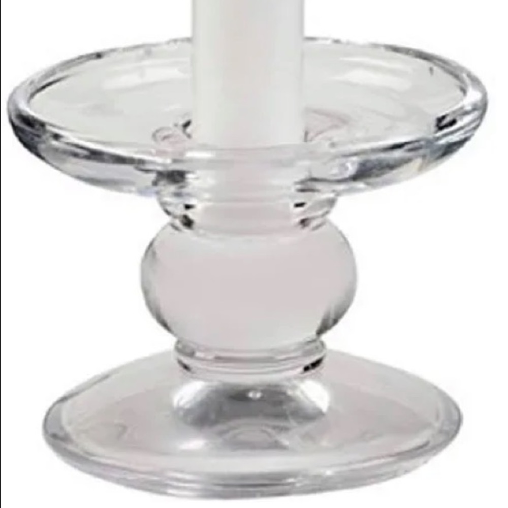 2 Glass Pillar & Taper Candle Holders - Picture 2 of 5